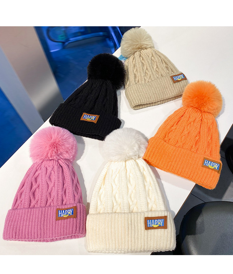 メンズ キャップ ケーブル編みボリュームボンボン付きニット帽