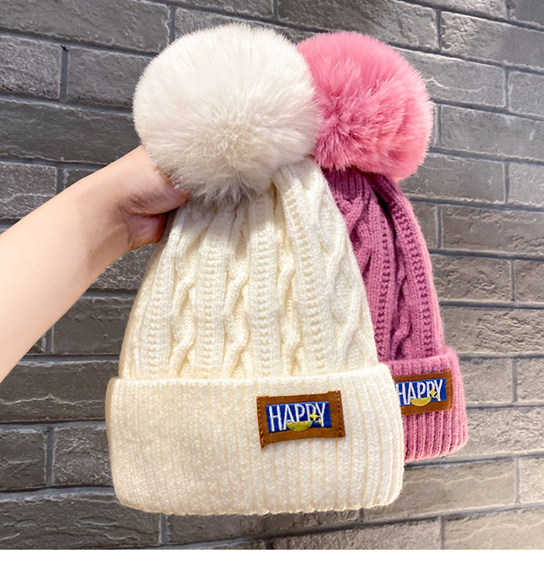 メンズ キャップ ケーブル編みボリュームボンボン付きニット帽