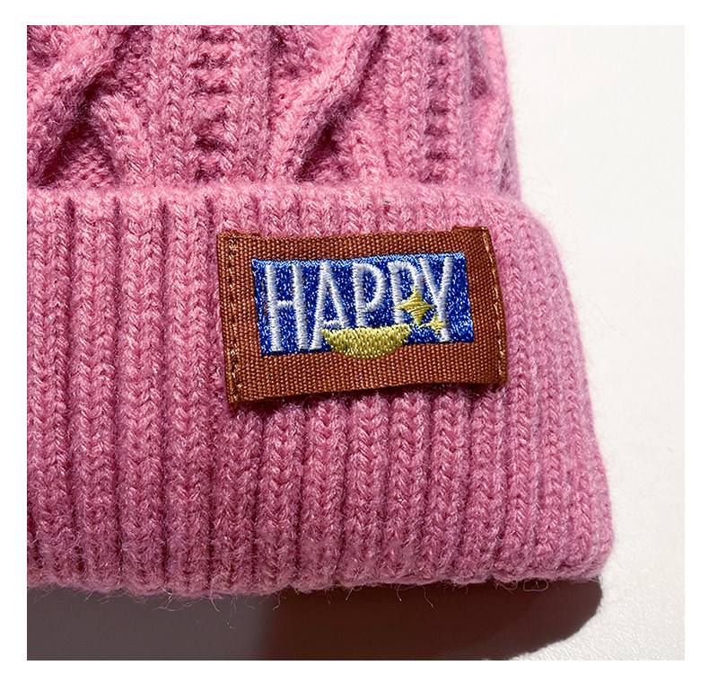 メンズ キャップ ケーブル編みボリュームボンボン付きニット帽