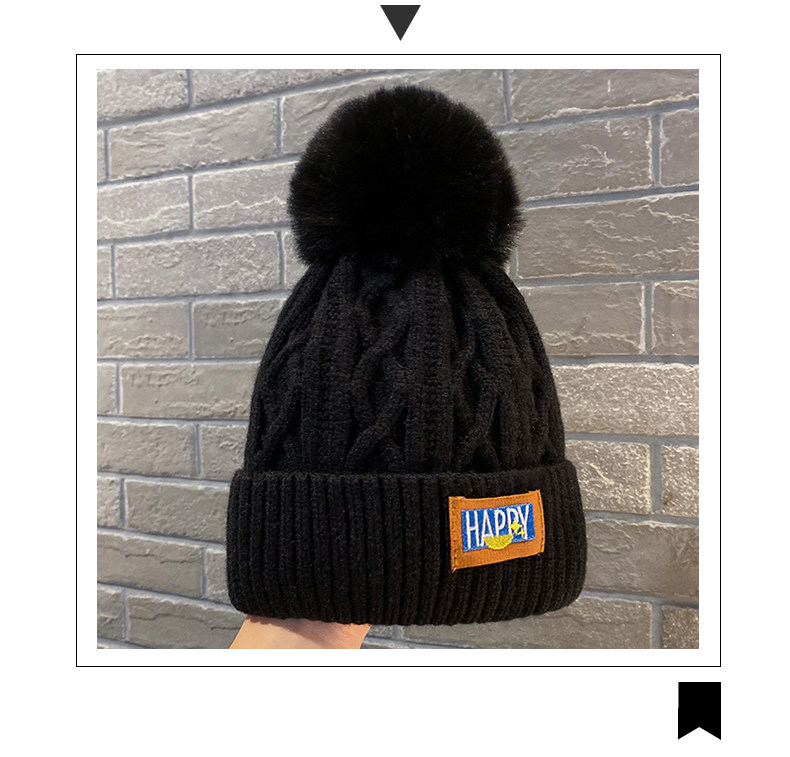 メンズ キャップ ケーブル編みボリュームボンボン付きニット帽