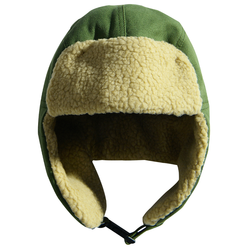 メンズ キャップ ボア裏地付き耳当て紐調節可能フライトキャップ