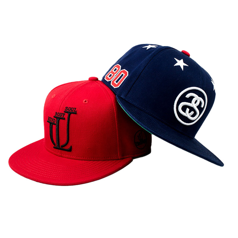 メンズ キャップ 文字刺繍入りフラットバイザーベースボールキャップ