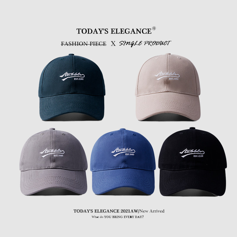 メンズ キャップ 刺繍ロゴ入りシンプルデザインベースボールキャップ