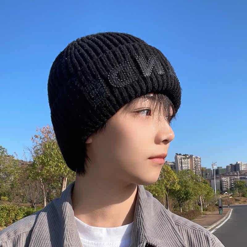 メンズ キャップ 立体リブ編み浅めフィットニット帽