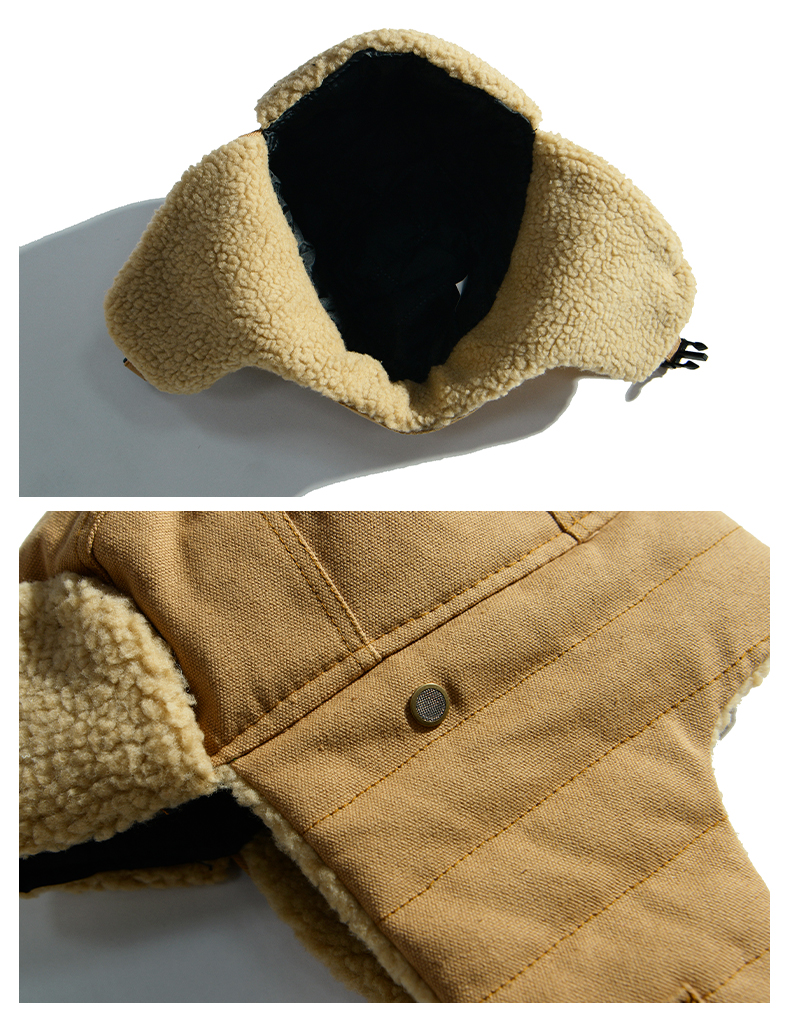 メンズ キャップ ボア裏地付き耳当て紐調節可能フライトキャップ