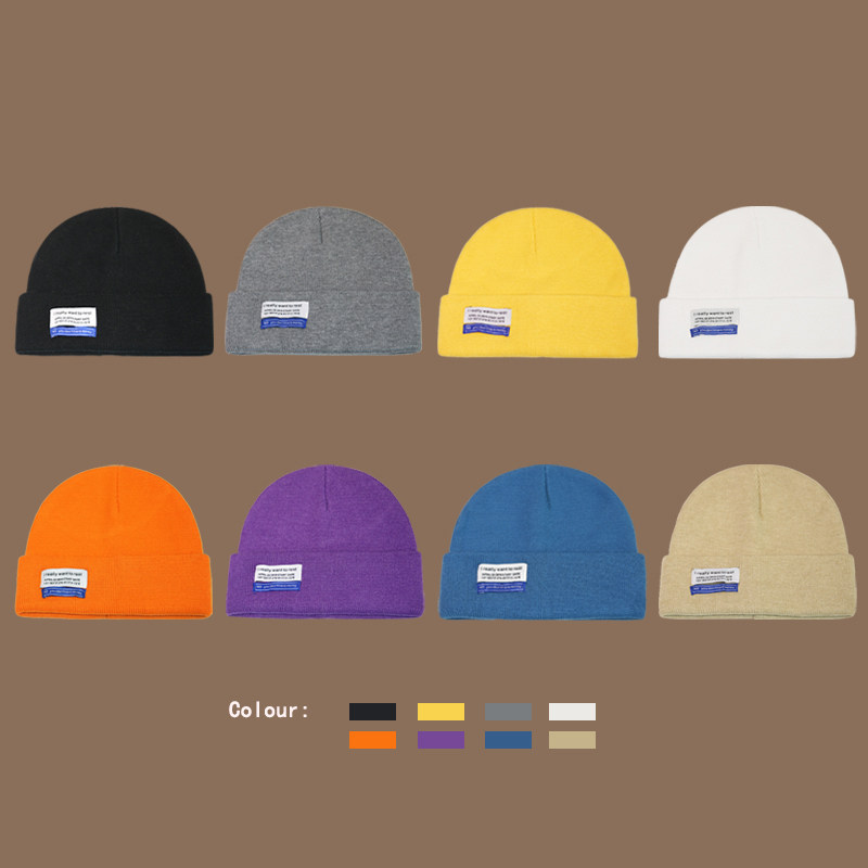 メンズ キャップ ワッペン付きニット帽