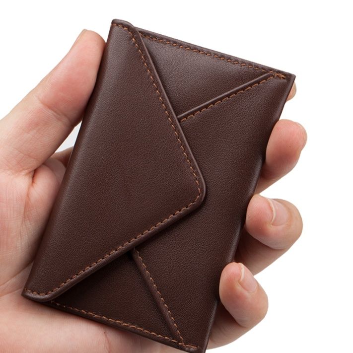 手縫いステッチ本革薄型名刺入れ
