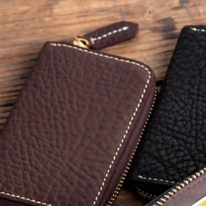 手縫い風ステッチ本革蛇腹式名刺入れ