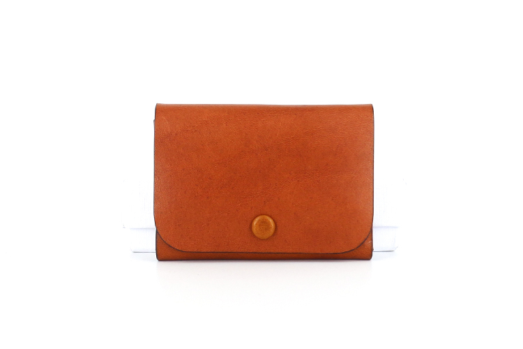 本革製上質ボタン式折りたたみビジネス名刺入れ