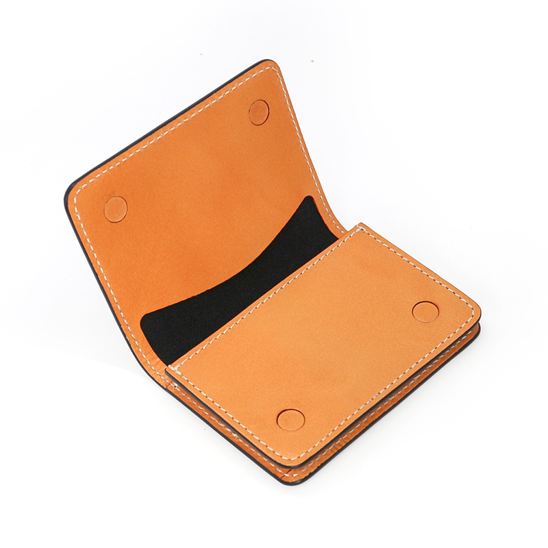 手縫い仕立て本革二つ折りビジネス名刺入れ