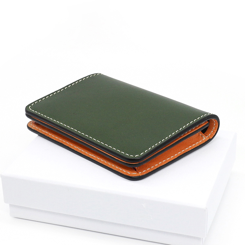手縫い仕立て本革二つ折りビジネス名刺入れ