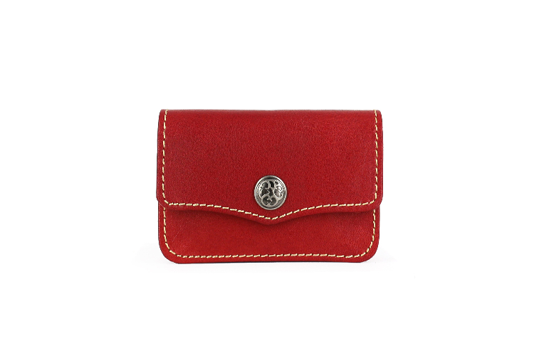 本革職人仕立て金属釦付きビジネス名刺入れ