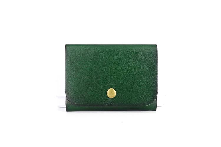 本革製上質ボタン式折りたたみビジネス名刺入れ