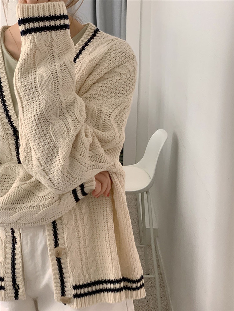 レディースカーディガン ケーブル編みミドル丈ニットカーディガン 大人気カジュアルスタイル