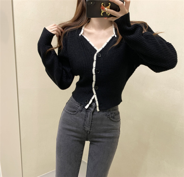 レディースカーディガン 秋冬定番ショート丈ニットカーディガン長袖