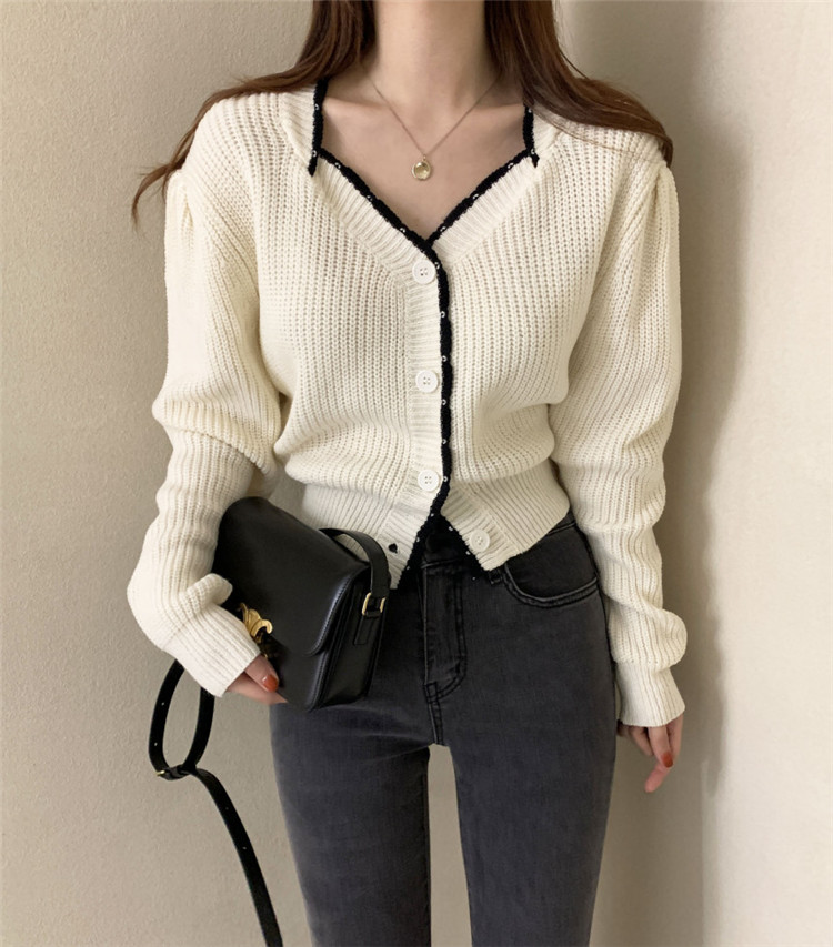 レディースカーディガン 秋冬定番ショート丈ニットカーディガン長袖