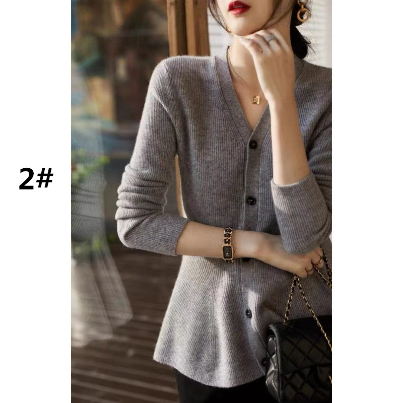 レディースカーディガン ミドル丈ニットカーディガン レディース ブイネック人気アイテム