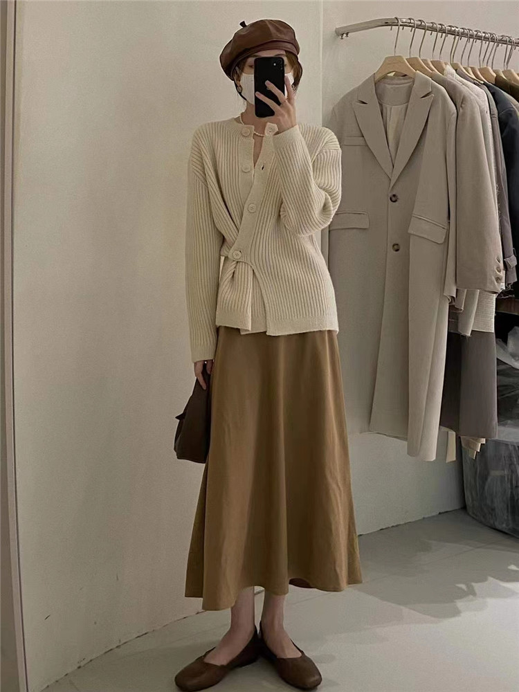 レディースカーディガン ミドル丈カーディガン厚手暖かカーディガン　アウトドアにもおすすめ