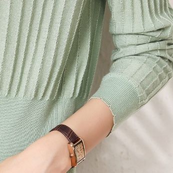 レディースカーディガン 優美リブ編み短丈羊毛混カーディガン