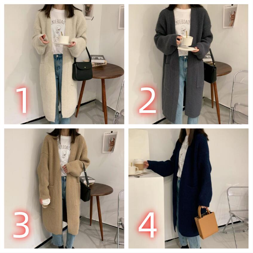 レディースカーディガン 大人気ニットロング丈カーディガン レディース4色展開