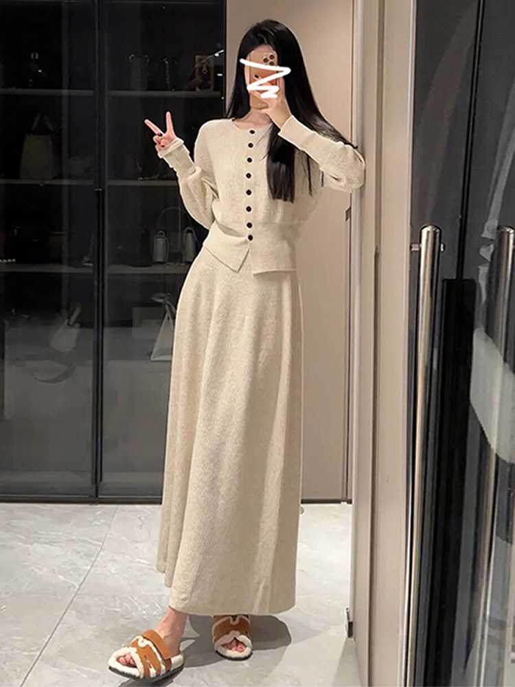 レディースカーディガン ボタンデザイン リボンロング ワンピース