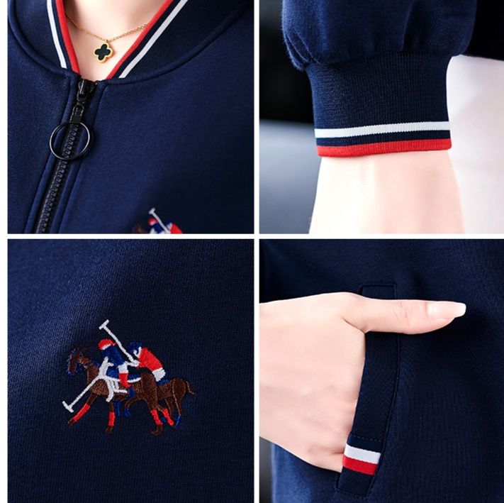 レディースカーディガン スポーティ刺繍入りジップアップカーディガン