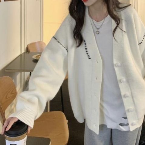 レディースカーディガン 上品ミドル丈カーディガン ニットトップス レディース 2色展開