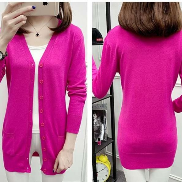 レディースカーディガン シンプルロングカーディガン