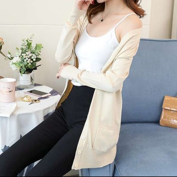 レディースカーディガン シンプルロングカーディガン