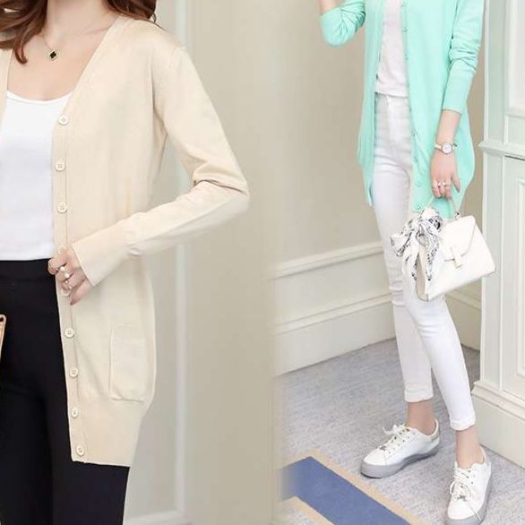 レディースカーディガン シンプルロングカーディガン