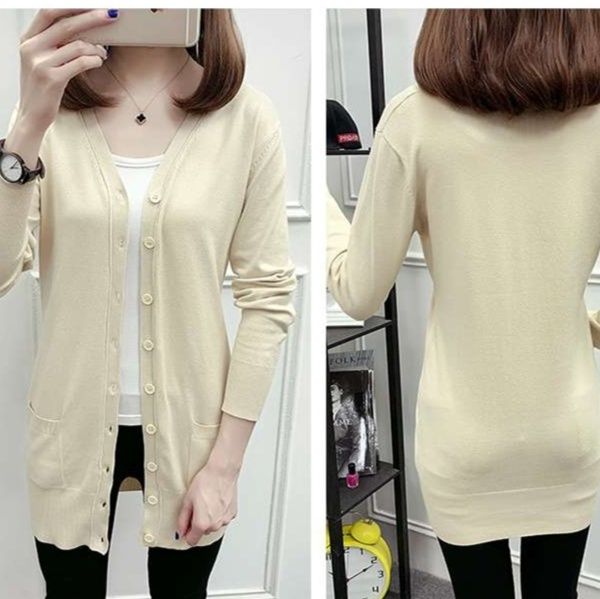 レディースカーディガン シンプルロングカーディガン