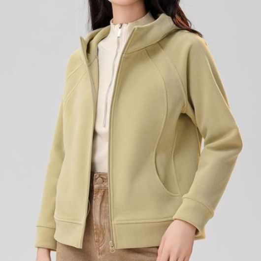 レディースカーディガン ゆったりシルエット あったか裏起毛ジップパーカー　ショート丈