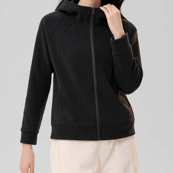 レディースカーディガン ゆったりシルエット あったか裏起毛ジップパーカー　ショート丈