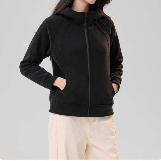 レディースカーディガン ゆったりシルエット あったか裏起毛ジップパーカー　ショート丈