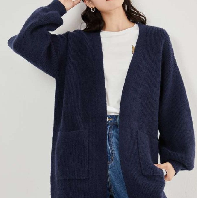 レディースカーディガン オーバーサイズ あったかニットカーディガン