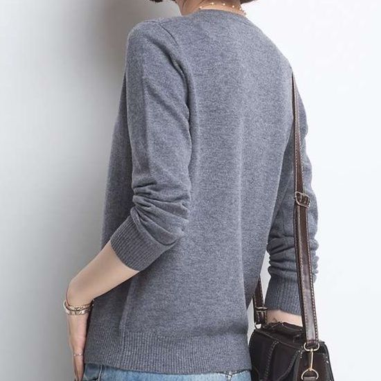 レディースカーディガン シンプル美人 クルーネックカーディガン　ショート丈