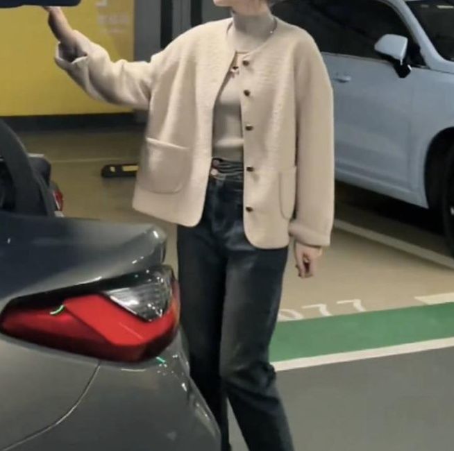 レディースカーディガン もこもこラウンドネックカーディガン　ショート丈