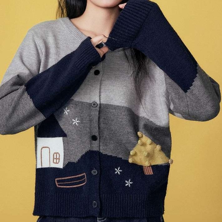 レディースカーディガン 夜空の住処 ニットカーディガン