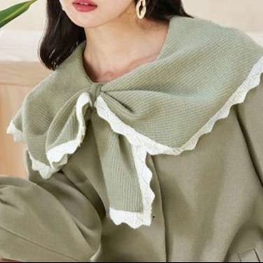 レディースカーディガン レース襟付き ふんわり甘めカーディガン