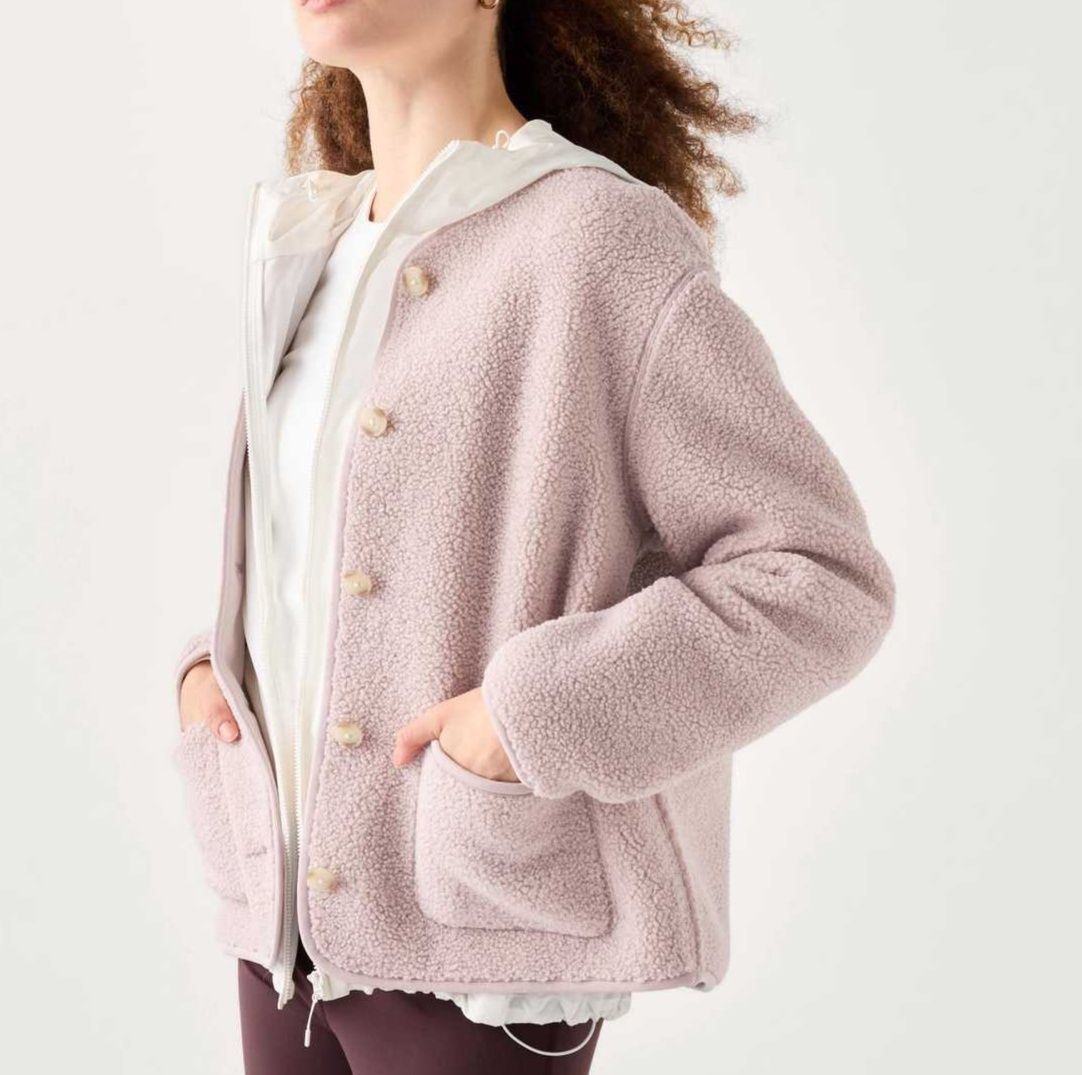 レディースカーディガン ふわもこ ボタン付き ミドル丈カーディガン