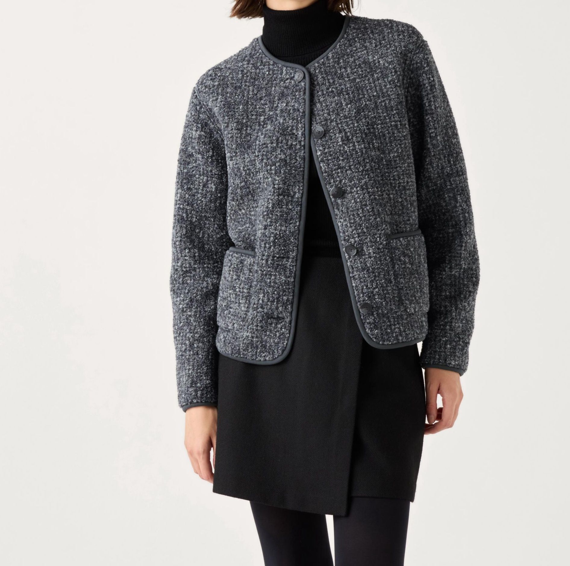 レディースカーディガン ふわもこ ボタン付き ミドル丈カーディガン