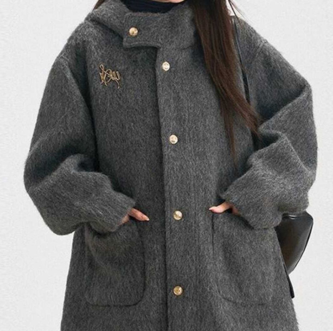 レディースカーディガン もこもこウール混合コート