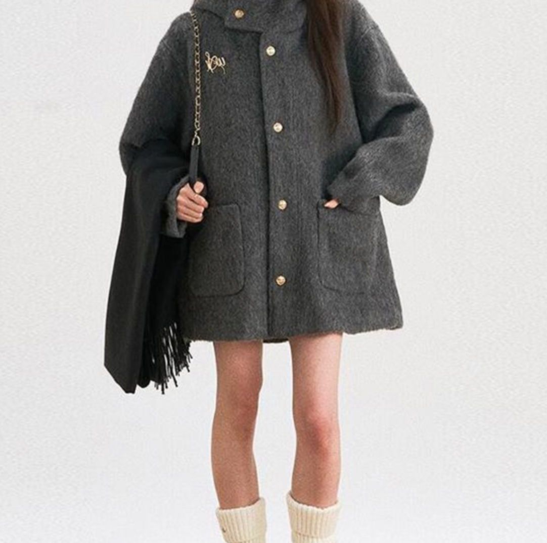 レディースカーディガン もこもこウール混合コート