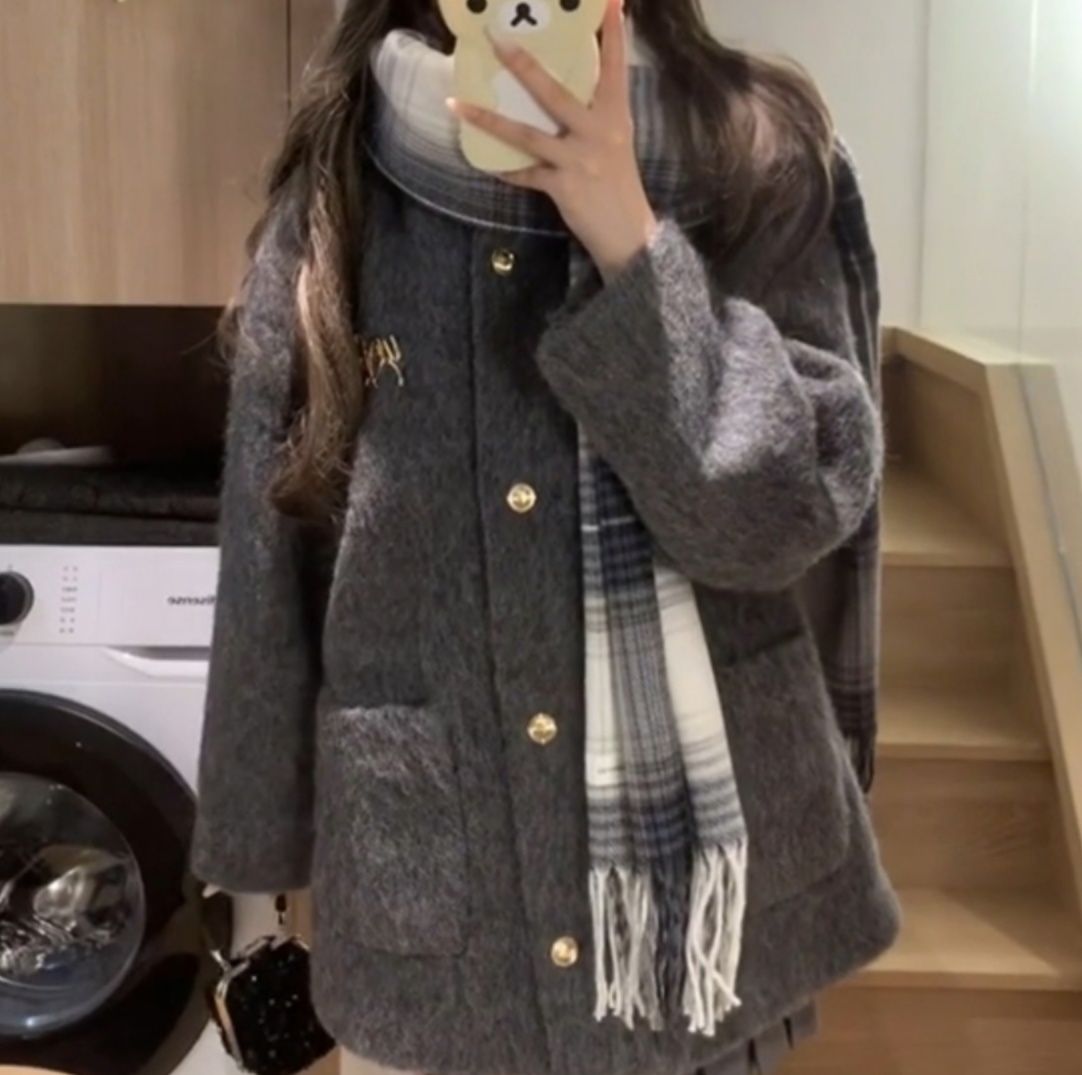 レディースカーディガン もこもこウール混合コート