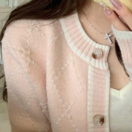 レディースカーディガン キルティングリブニットカーディガン　ミドル丈カーディガン