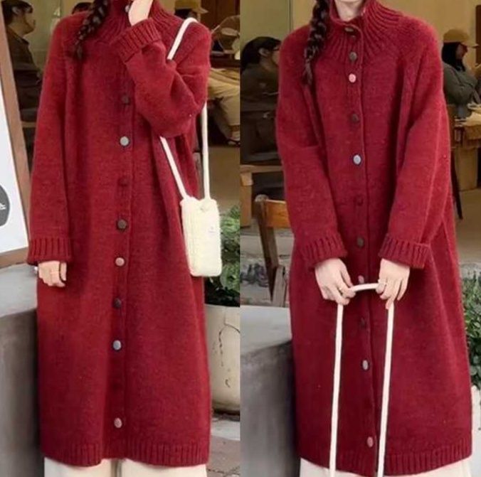 レディースカーディガン ふんわりニットロングカーディガン