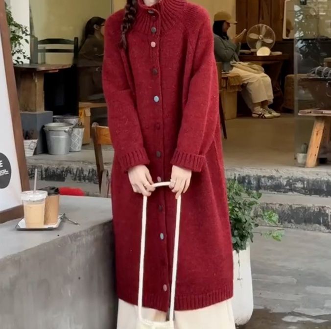 レディースカーディガン ふんわりニットロングカーディガン