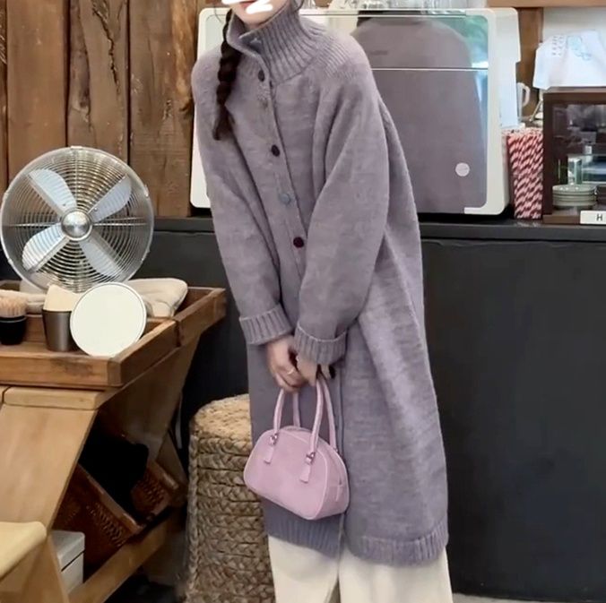 レディースカーディガン ふんわりニットロングカーディガン