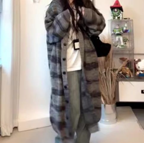 レディースカーディガン ぽかぽかモコモコニットコート　ロング丈