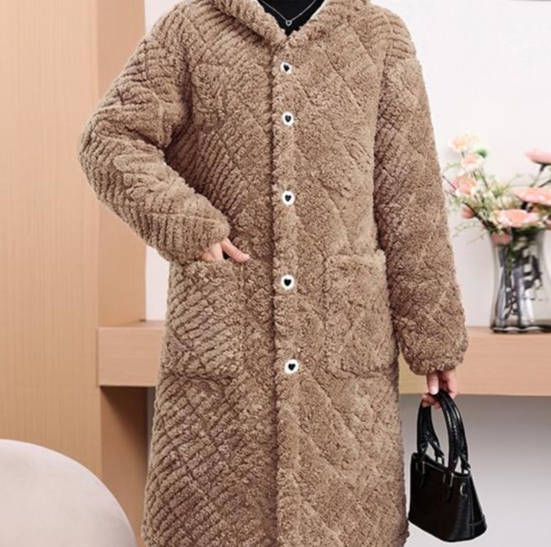 レディースカーディガン もこもこ キルティング フード付き ガウン